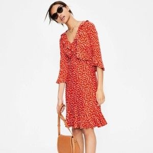 BODEN Michaela Jersey Dress Daisy Red Womens Size 6 NWT